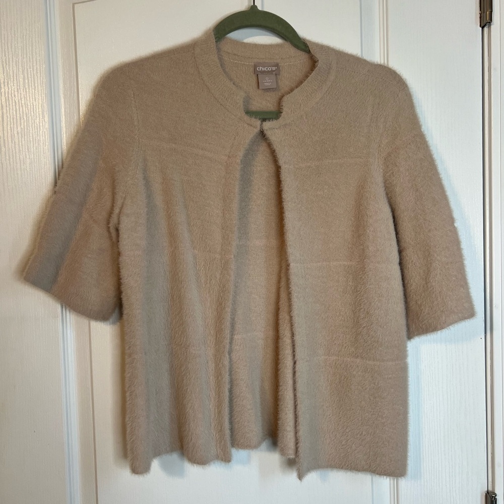 Chico’s Beige Sweater Jacket, Size 0